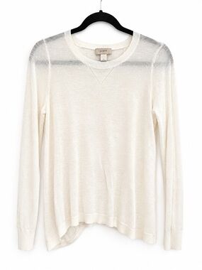 LOFT Ivory Lightweight Knit Sweater with Open Back – Size S